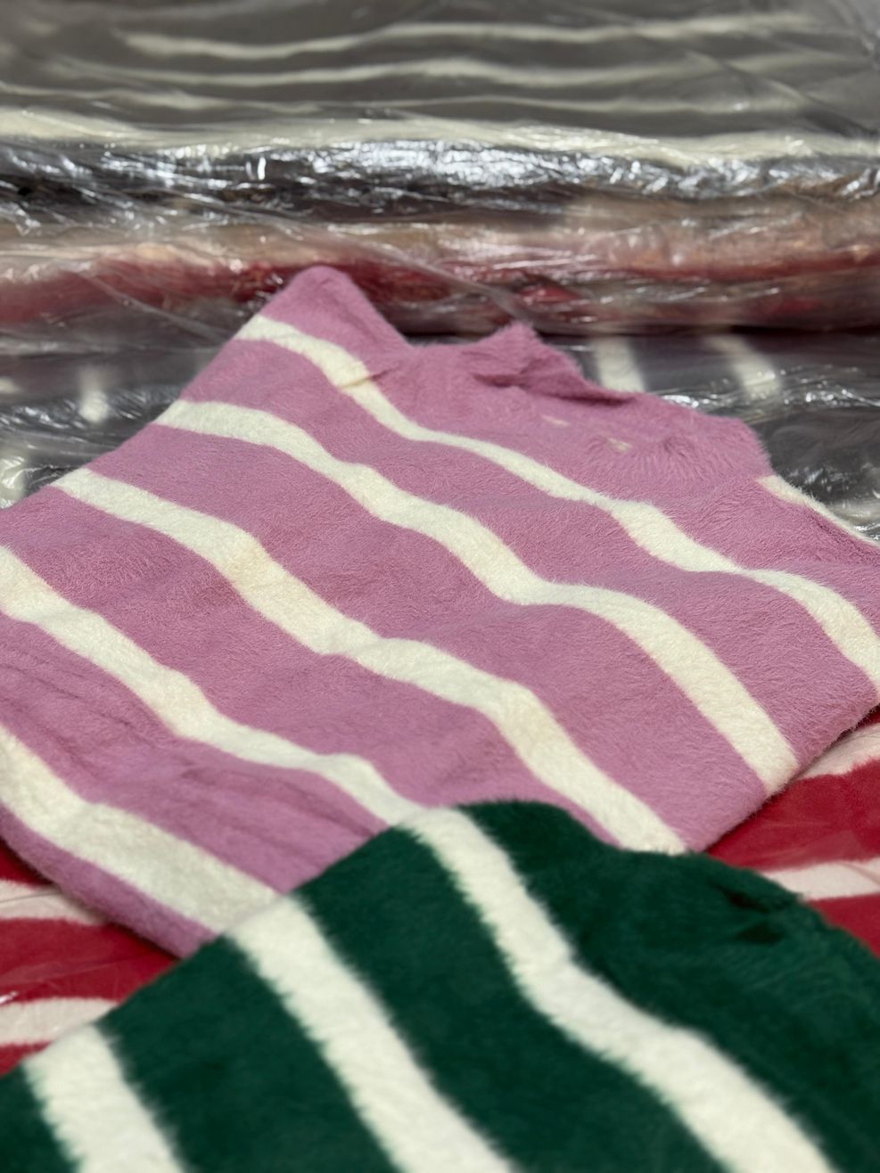 Blusão Tricot Fio Angorá Listrado 