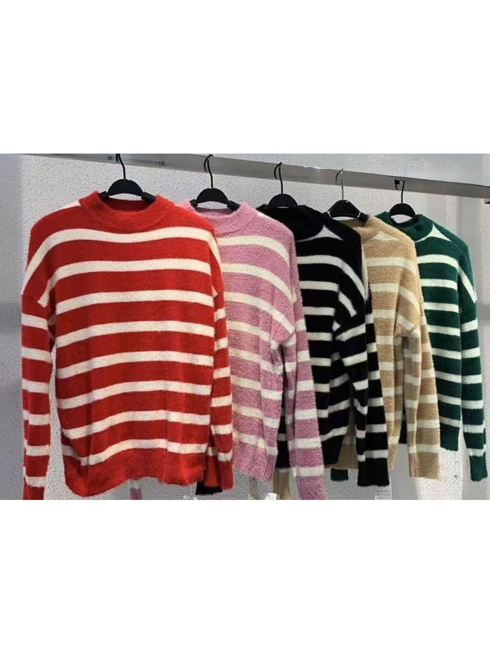 Blusão Tricot Fio Angorá Listrado 