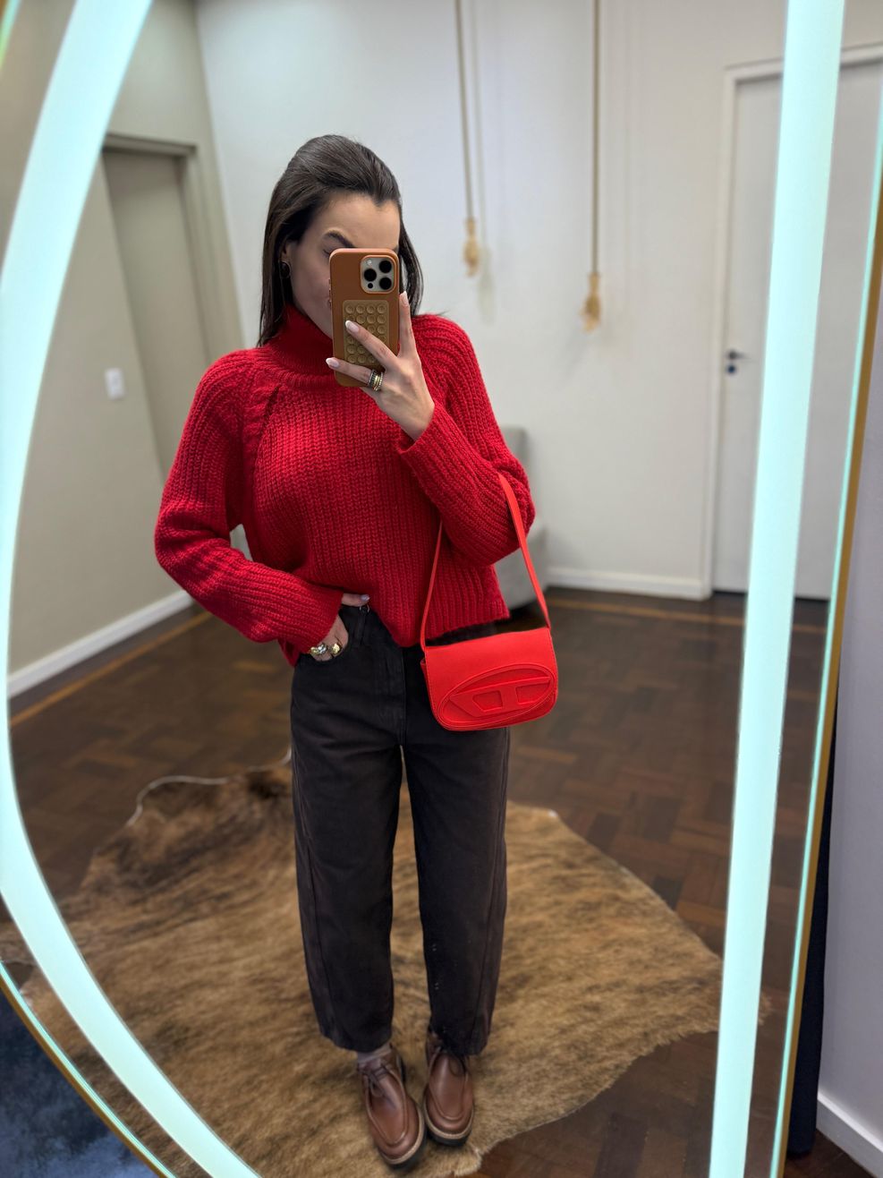 Blusa Tricot Grossa Felpudinha Gola Alta Manga Raglan