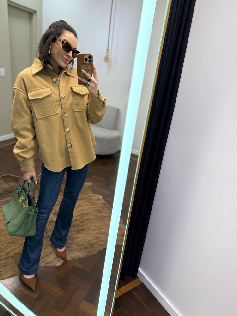 Maxi Camisa Lã Batida  - Camel 