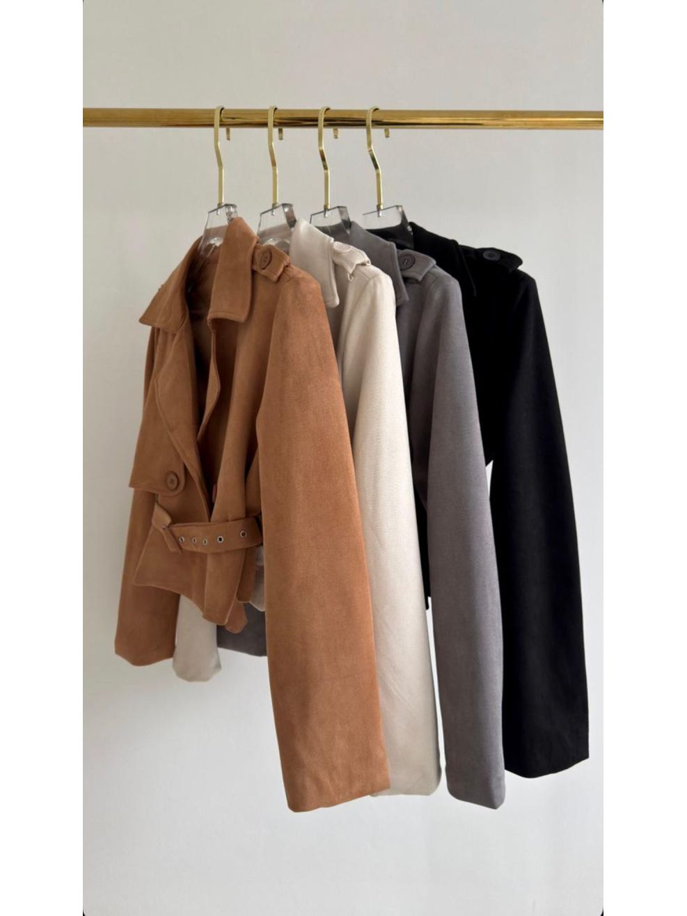 Trench Coat Curto Chamois - Preto 