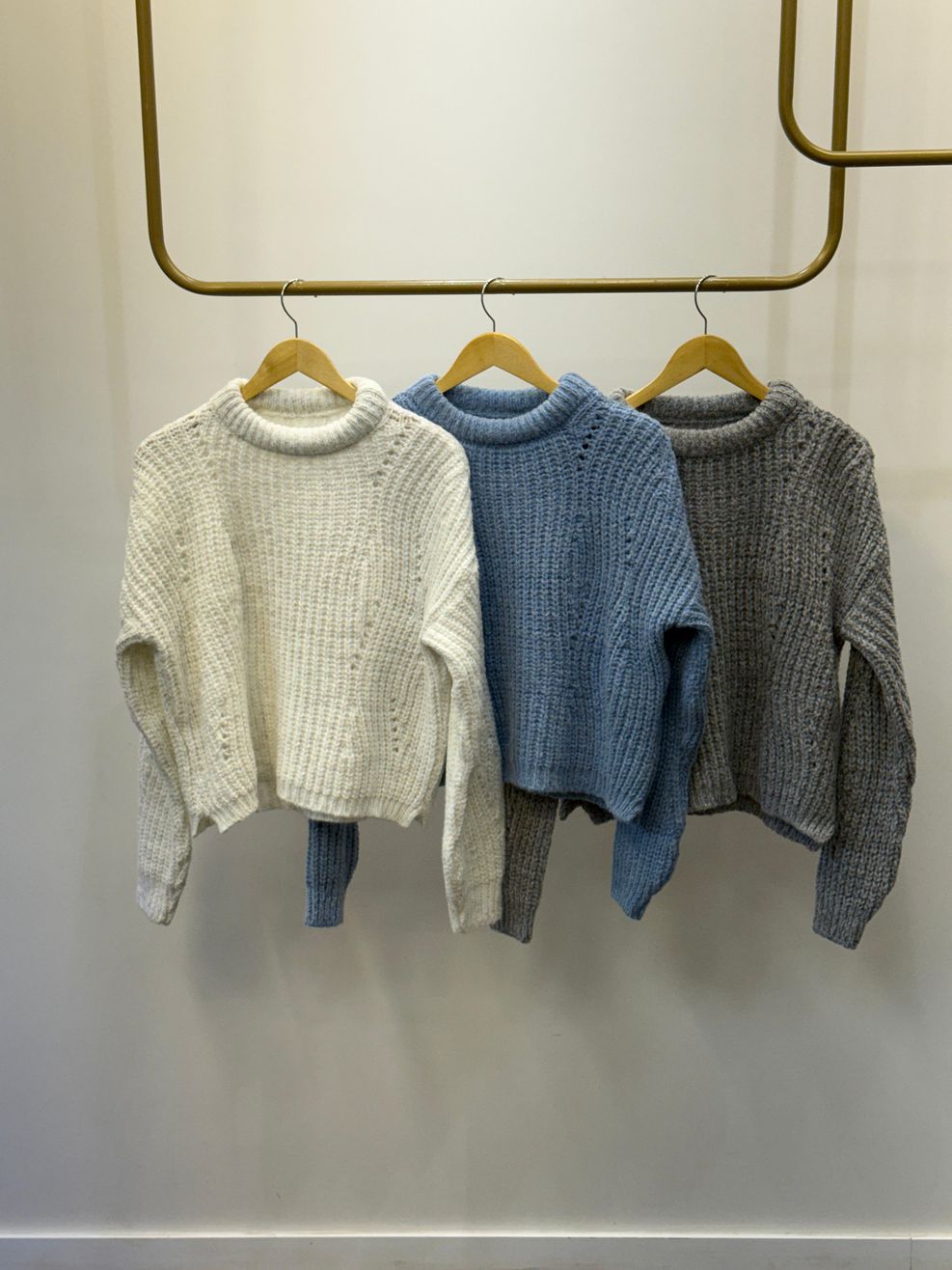 Blusa Tricot Noruega - Off-White Mescla