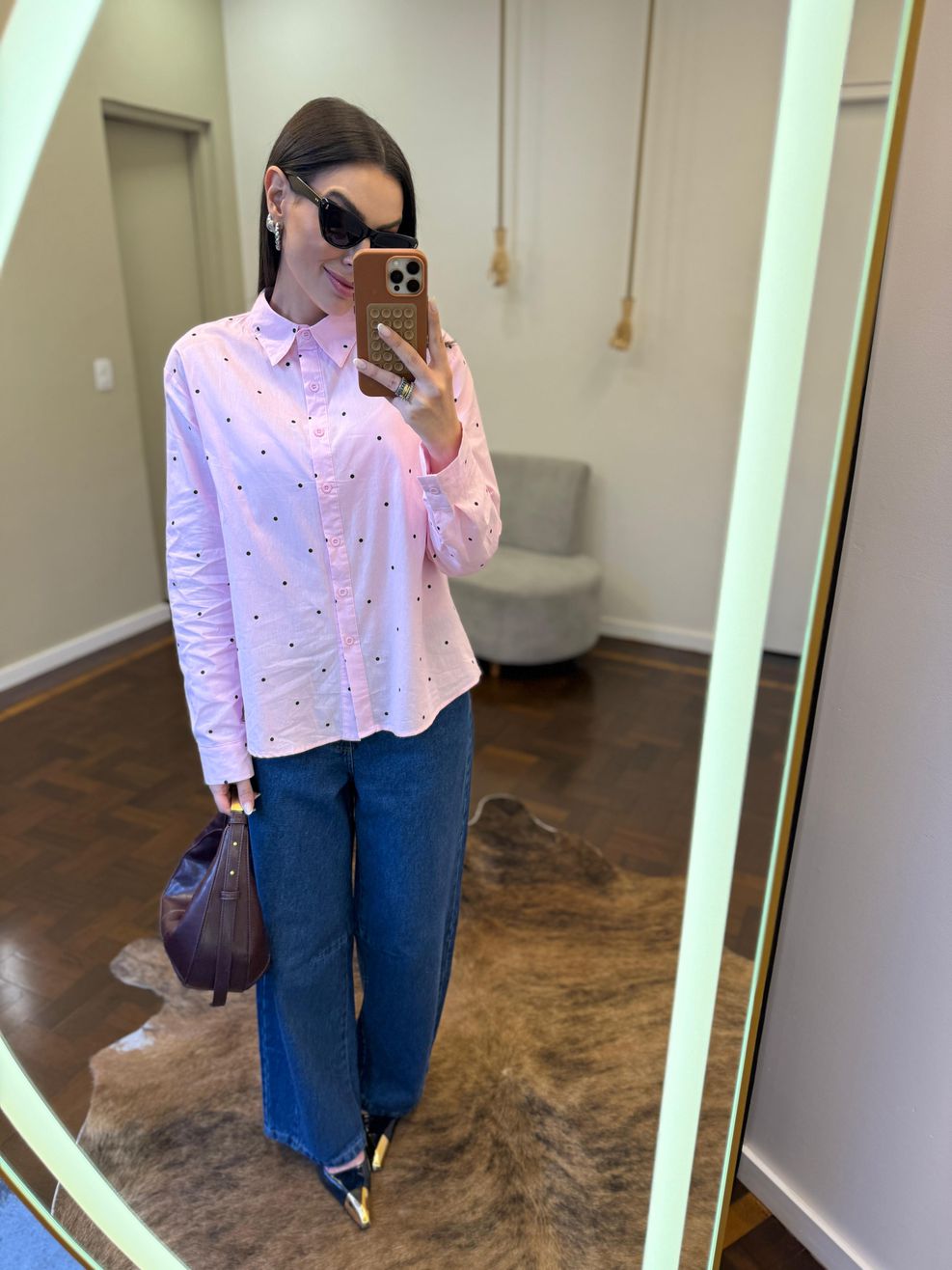 Camisa Poá - Preview Spring - Rosa
