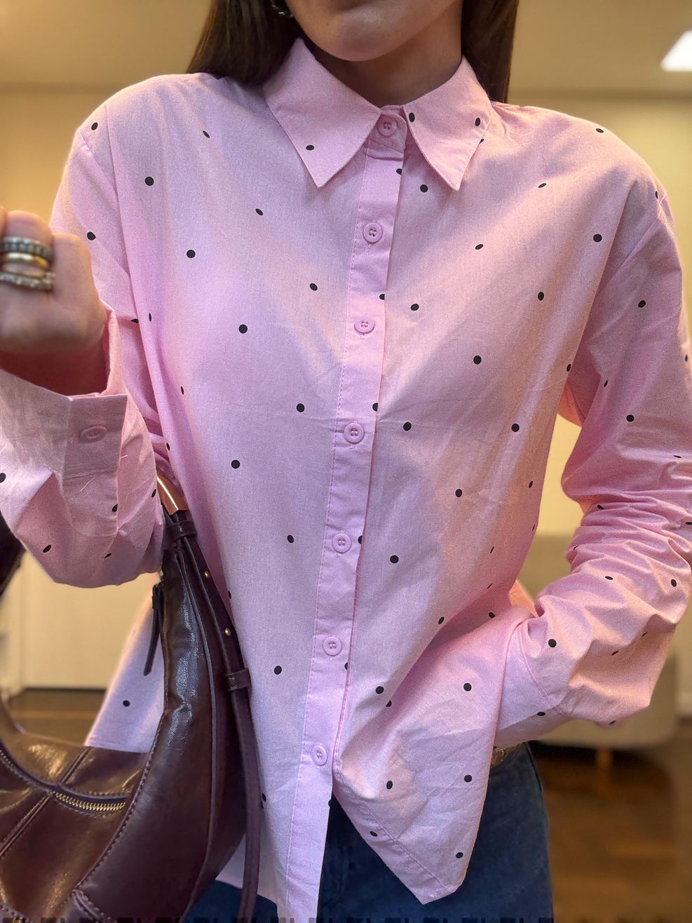 Camisa Poá - Preview Spring - Rosa