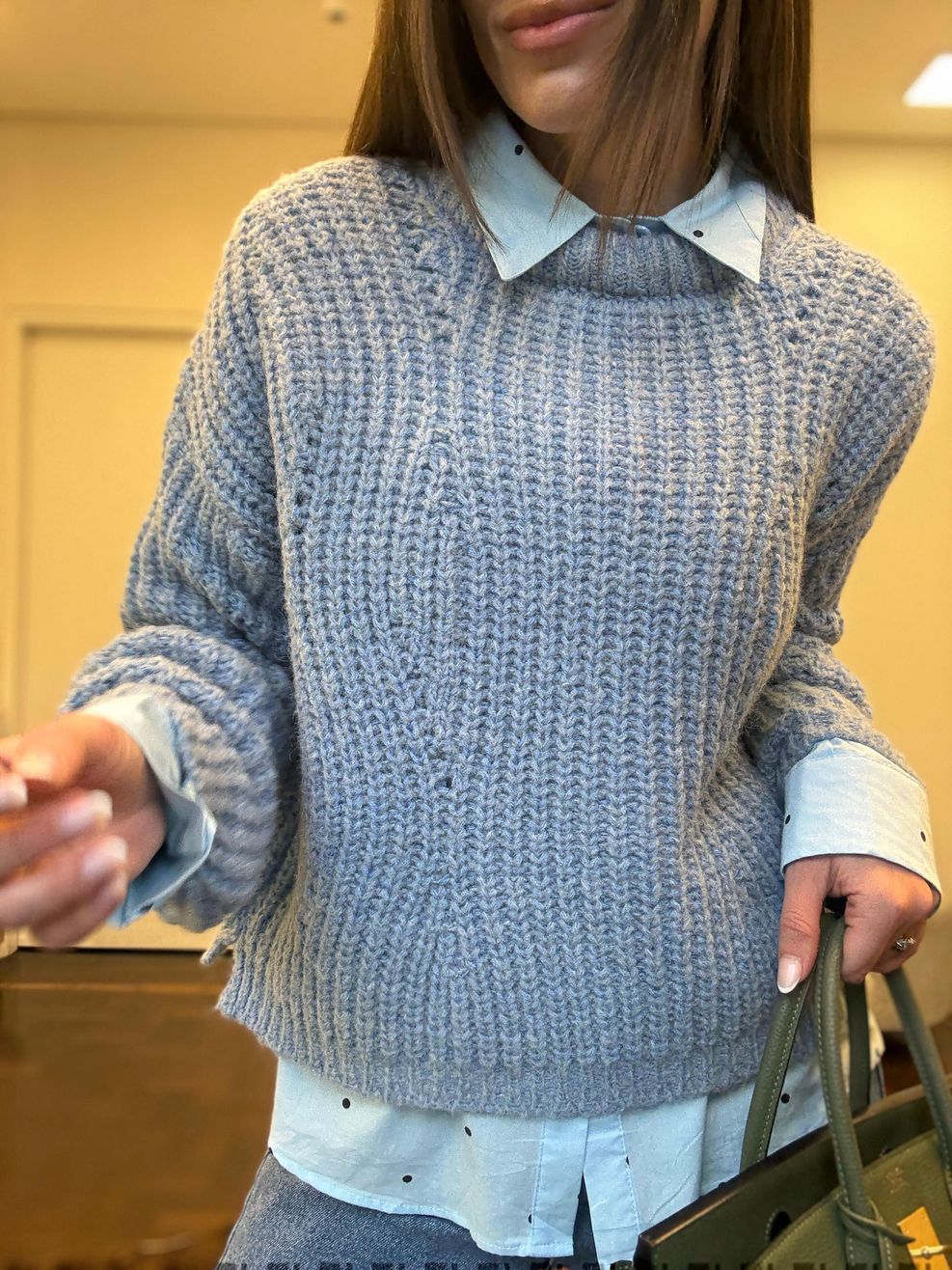 Blusa Tricot Noruega - Azul Bebê Mescla 