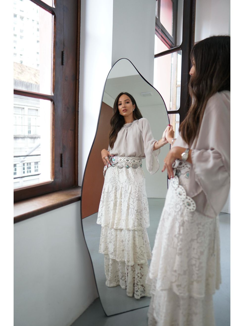Bata Chiffon Ampla - Marrom 