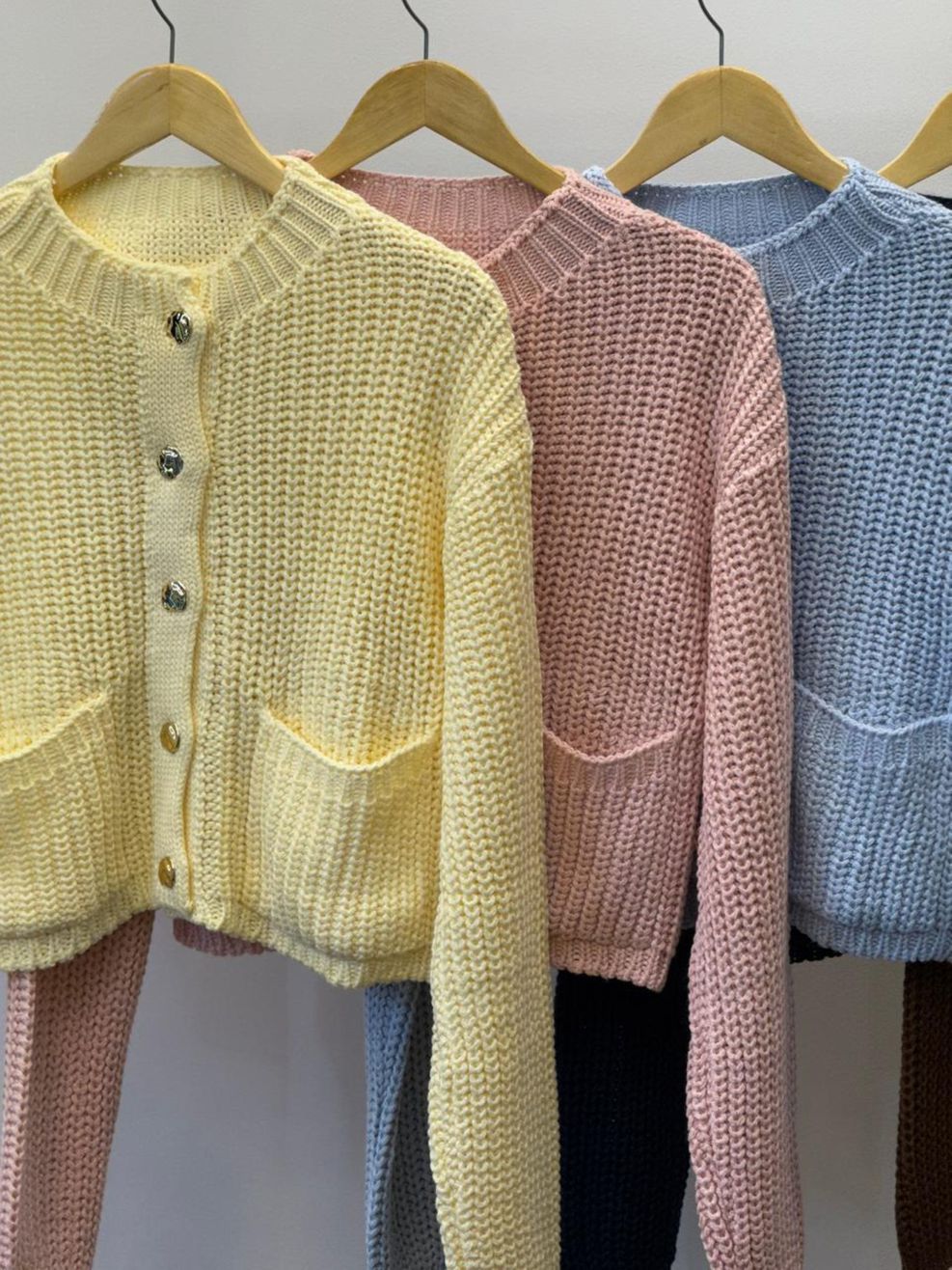 Cardigã Tricot Botões Orgânicos - Rosa Bebê 