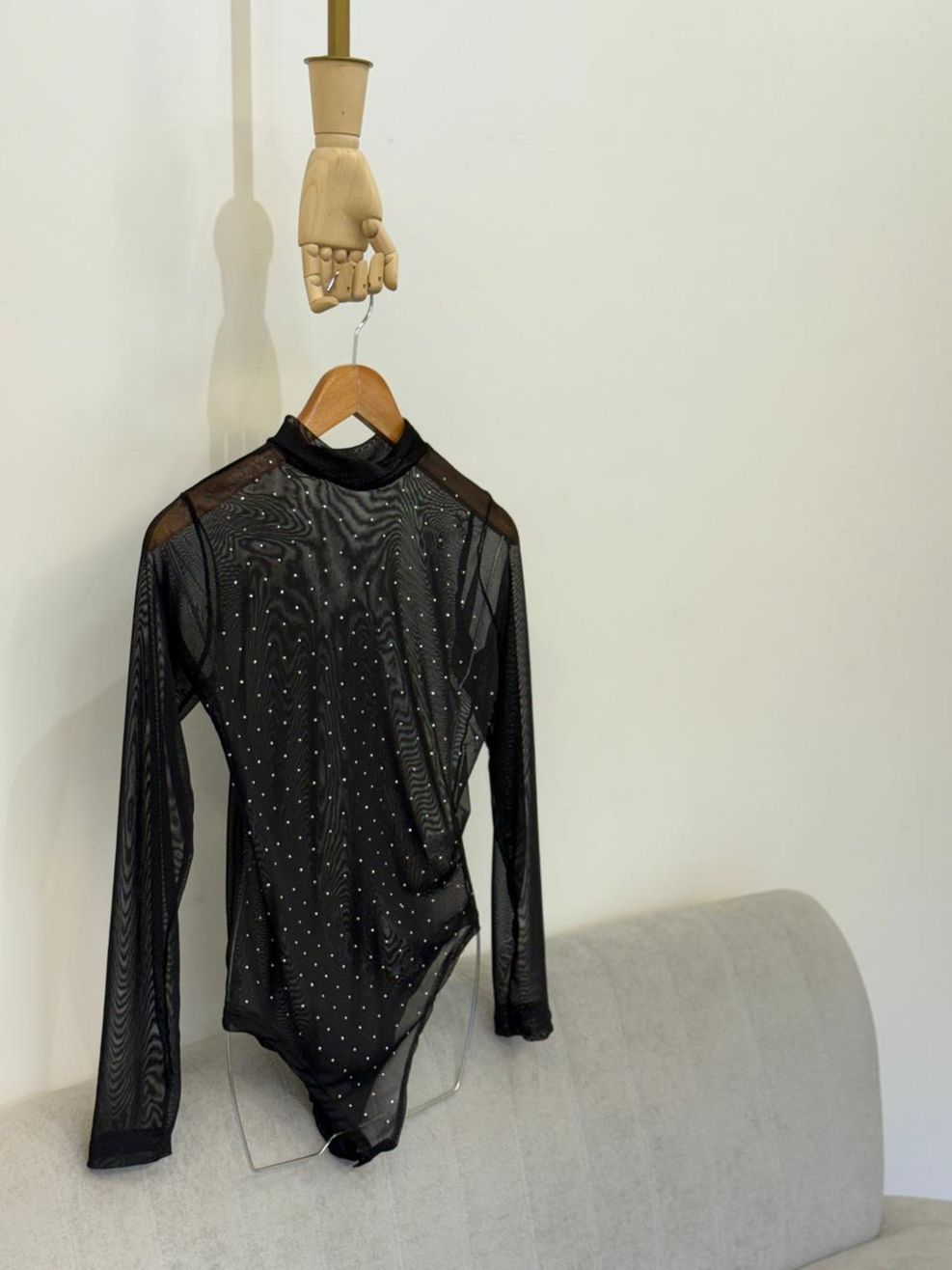 Body Tule Preto Aplicação 