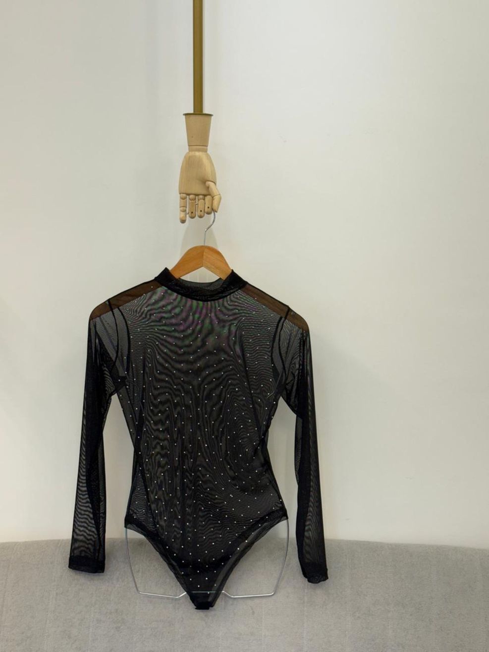 Body Tule Preto Aplicação 