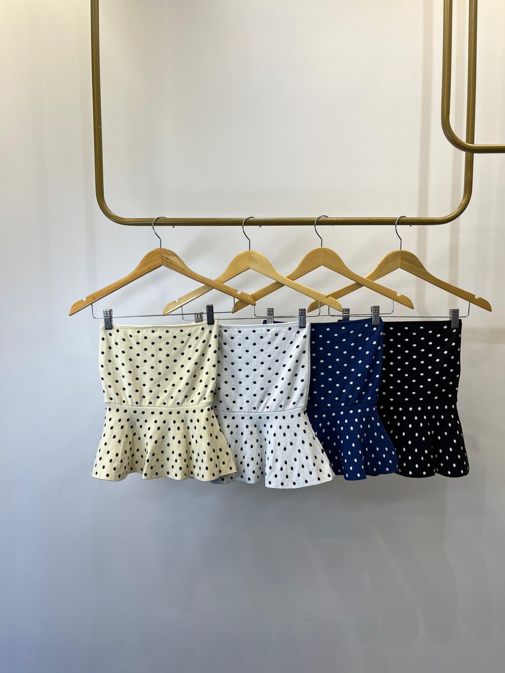 Tomara que Caia Fio Modal Poá - Peplum - Azul Marinho com Poá Branco 