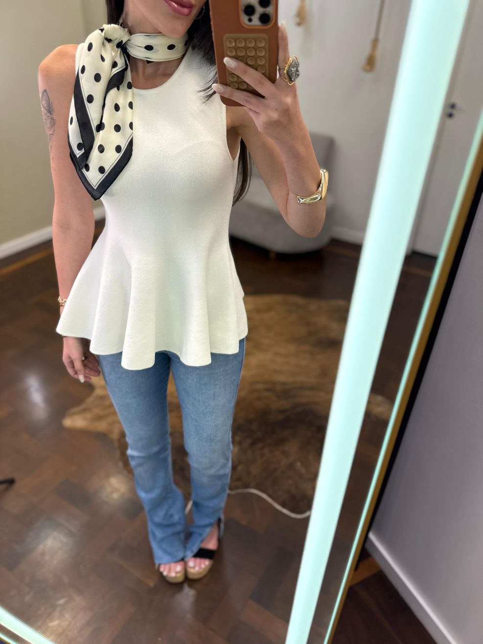 Blusa Fio Modal Peplum Iza - Off White 