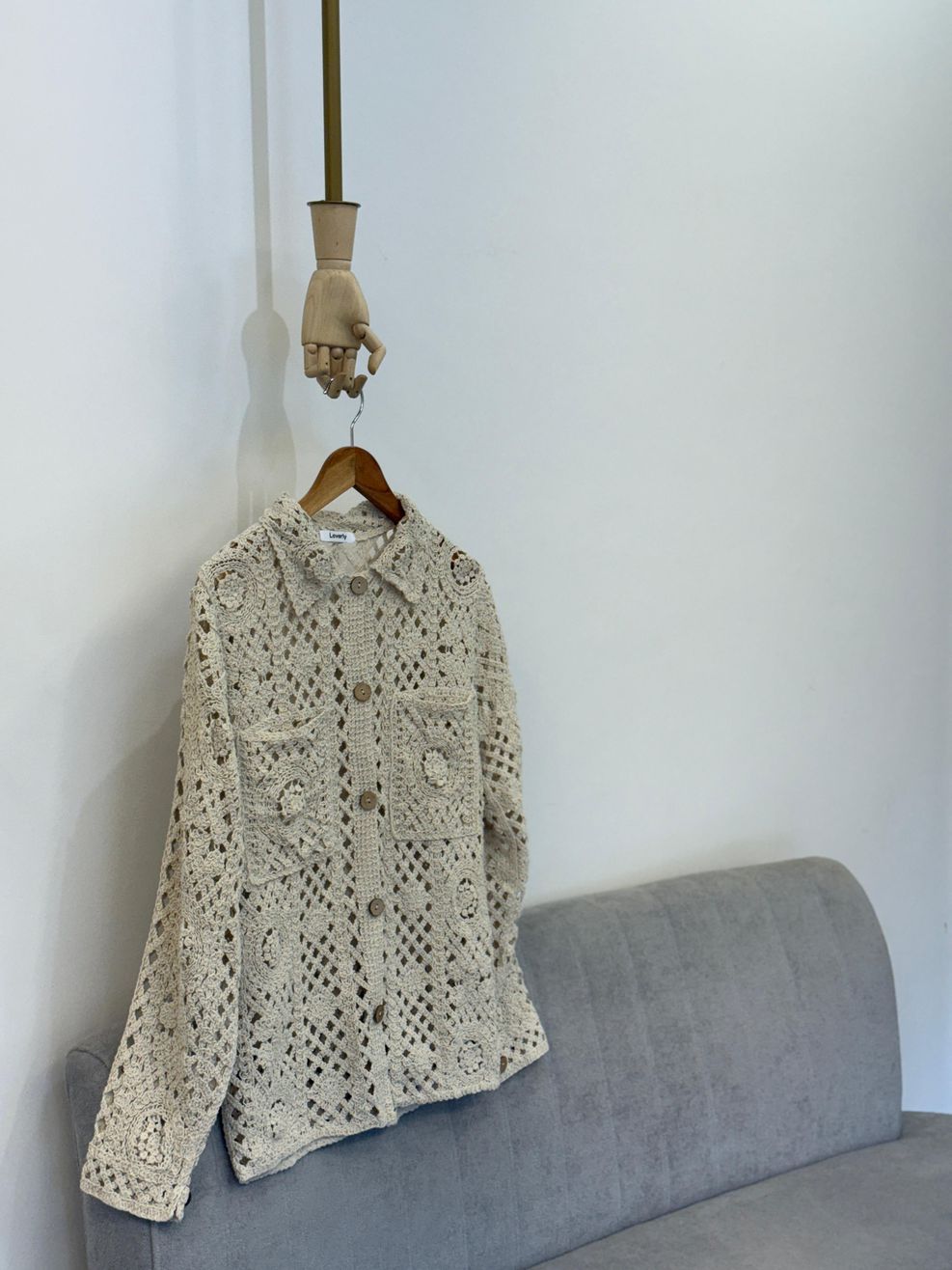Maxi Camisa Crochê Maquinetado - Creme 