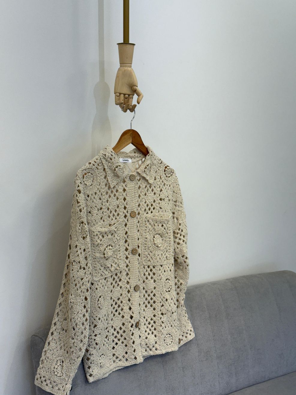 Maxi Camisa Crochê Maquinetado - Creme 