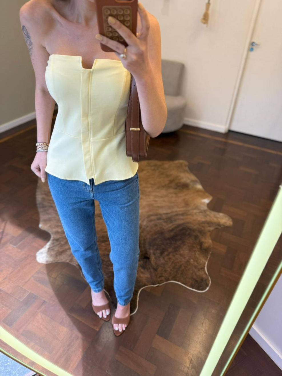 Tomara que Caia Corselet Ponto Roma - Amarelo Manteiga