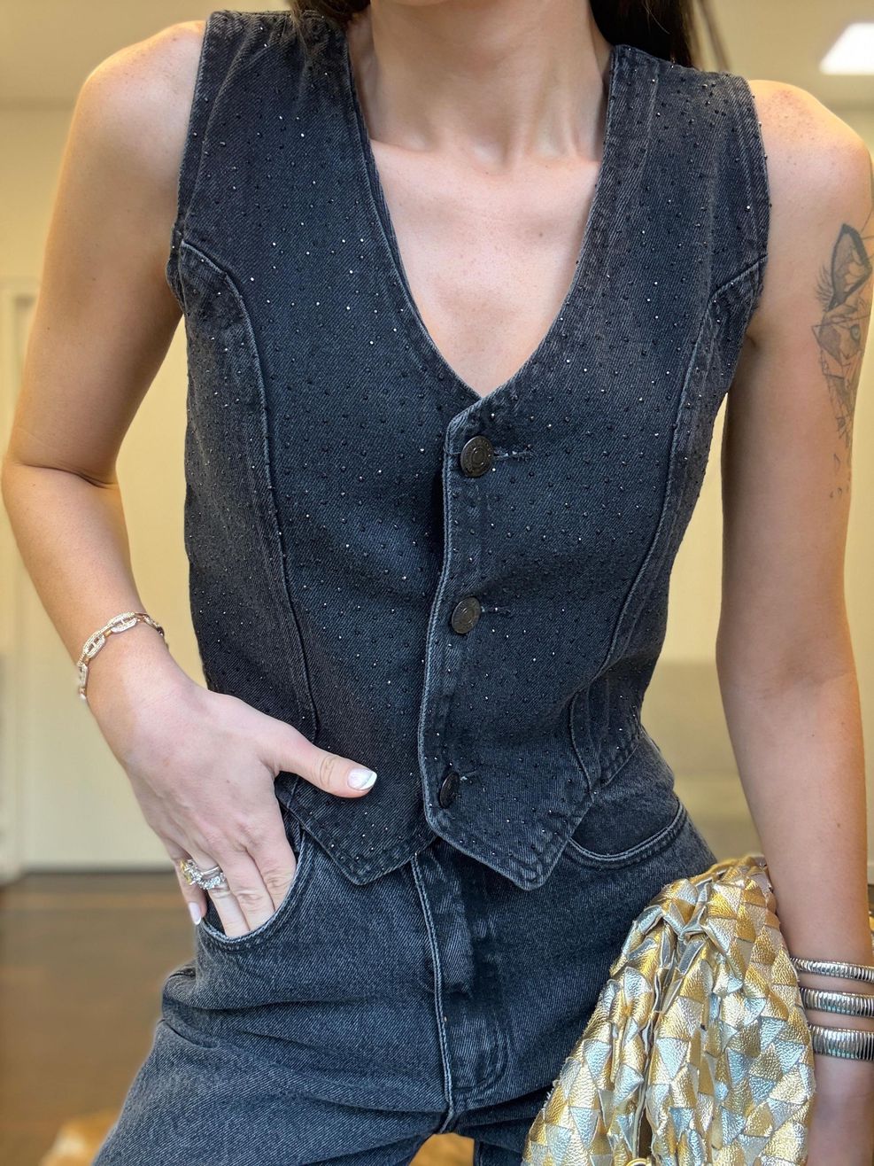 Colete Jeans Black Hotfix 