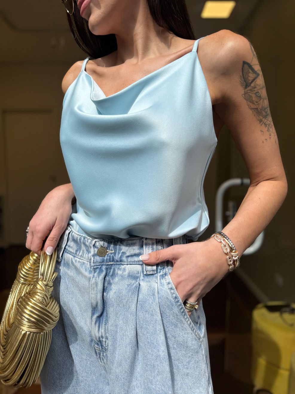 Regata Cetim Degagê - Azul Bebê