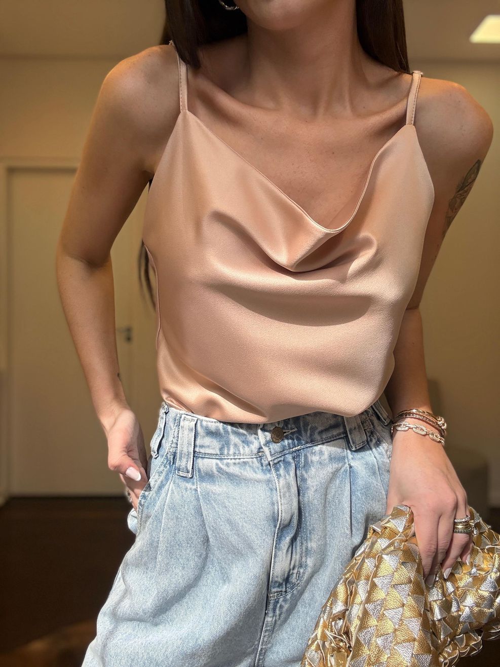 Regata Cetim Degagê - Champanhe 