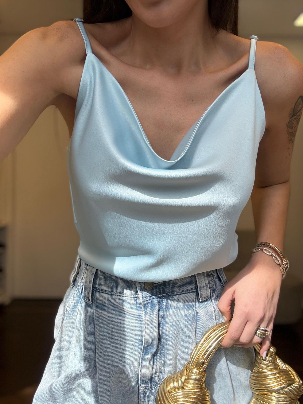 Regata Cetim Degagê - Azul Bebê