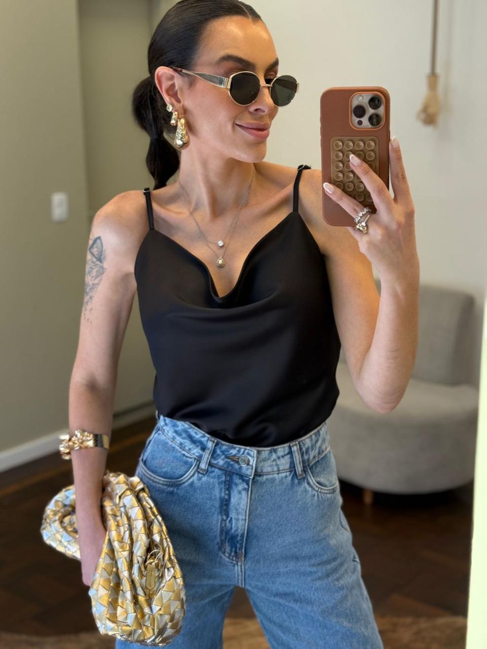 Regata Cetim Degagê - Preta