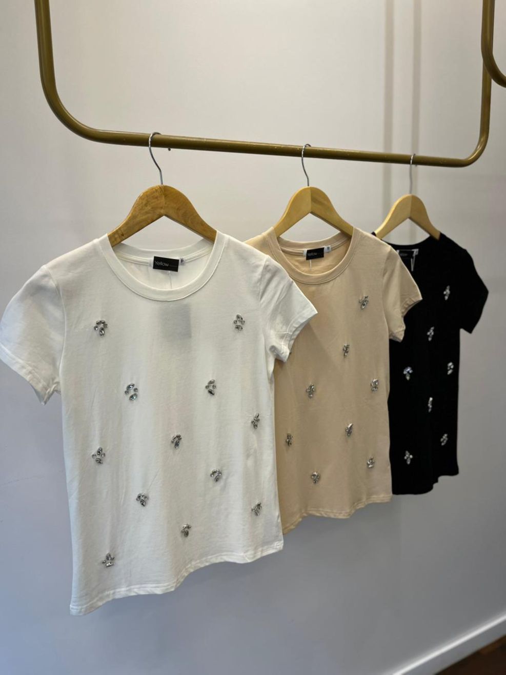 T-shirt Aplicação Shine - Off White