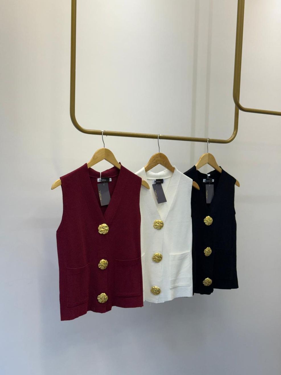 Colete Tricot Botões Orgânicos - Vinho