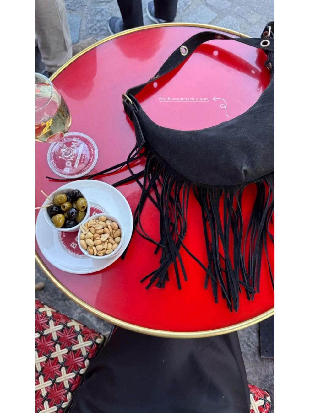 Bolsa Baguete c/ Franjas Chamois Vegan - Preta