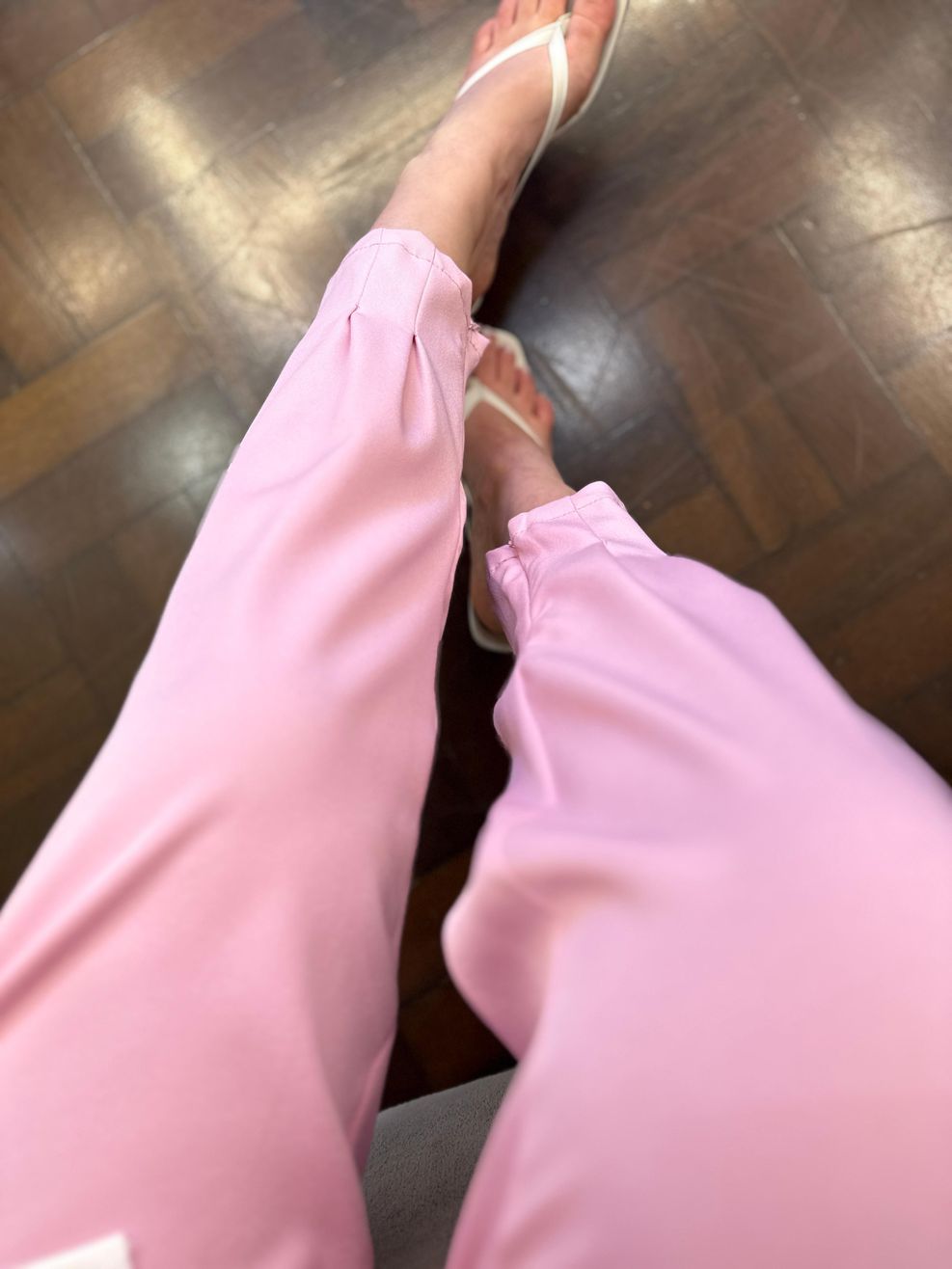 Calça Alfaiataria Cenoura Zíper - Rosa Bebê 
