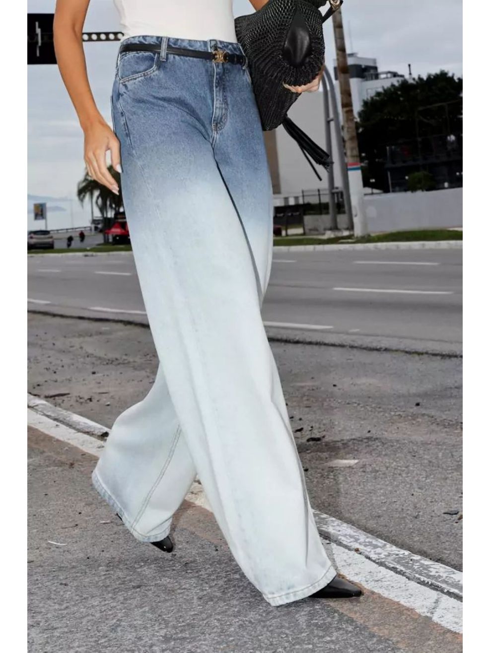 Calça Jeans Reta Lavagem Degradê 