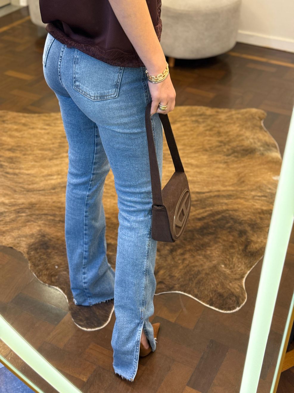 Calça Wide Leg Abertura Barra 