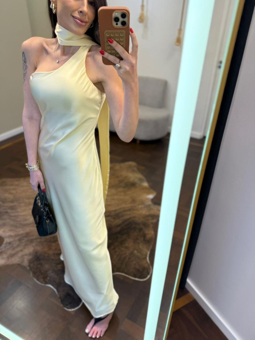 Vestido Cetim Maroca - Amarelo Manteiga