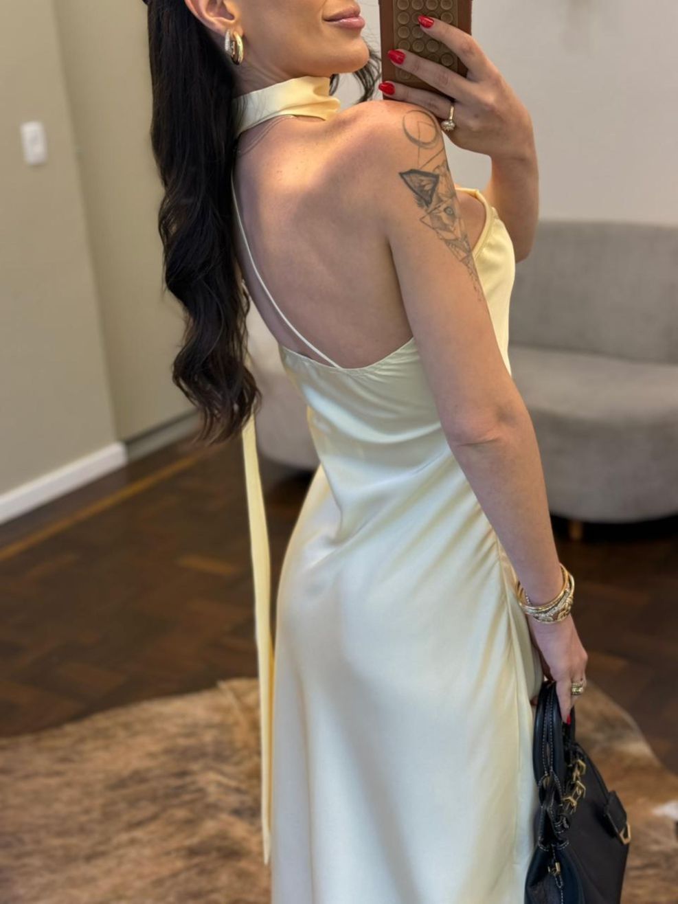 Vestido Cetim Maroca - Amarelo Manteiga
