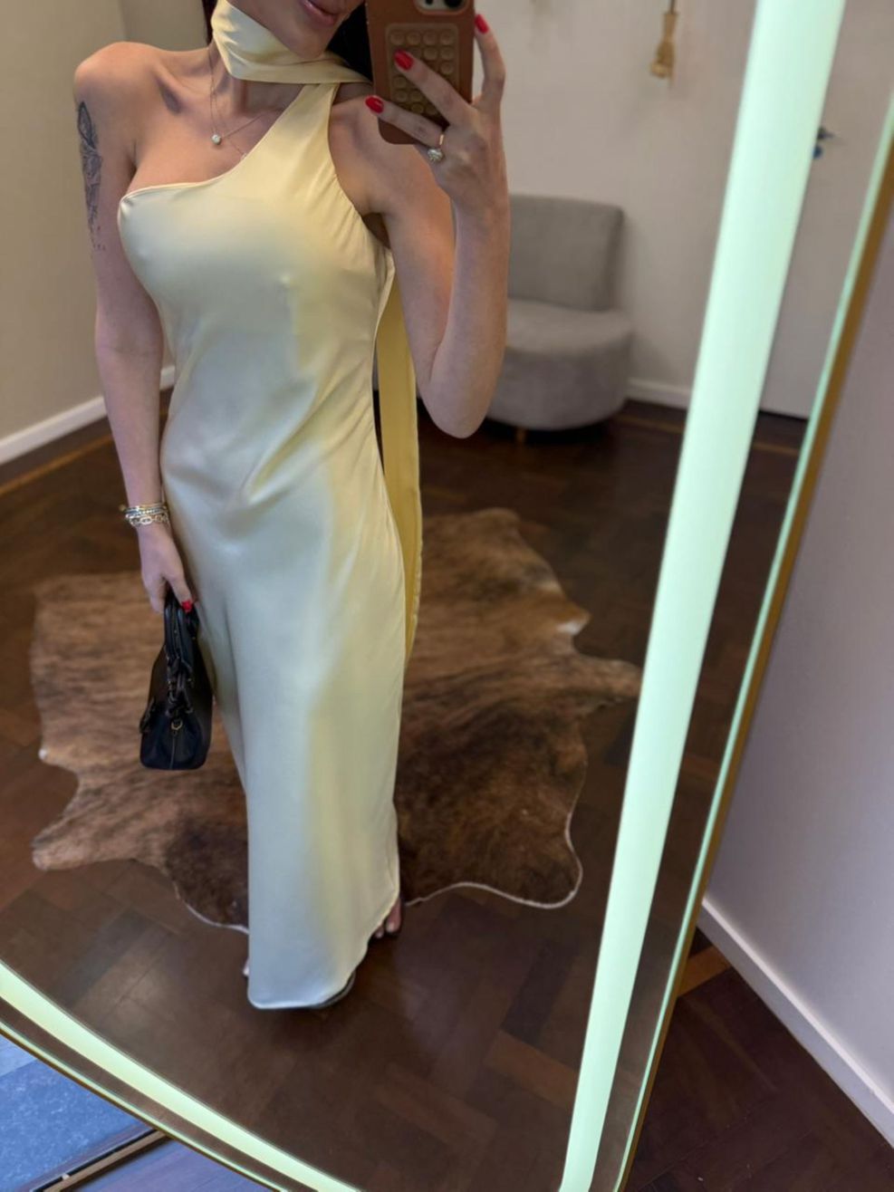 Vestido Cetim Maroca - Amarelo Manteiga