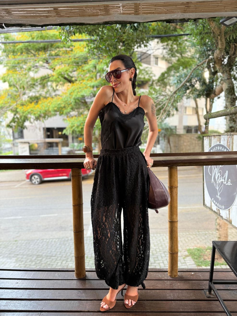 Calça Aladim Renda  - Preta