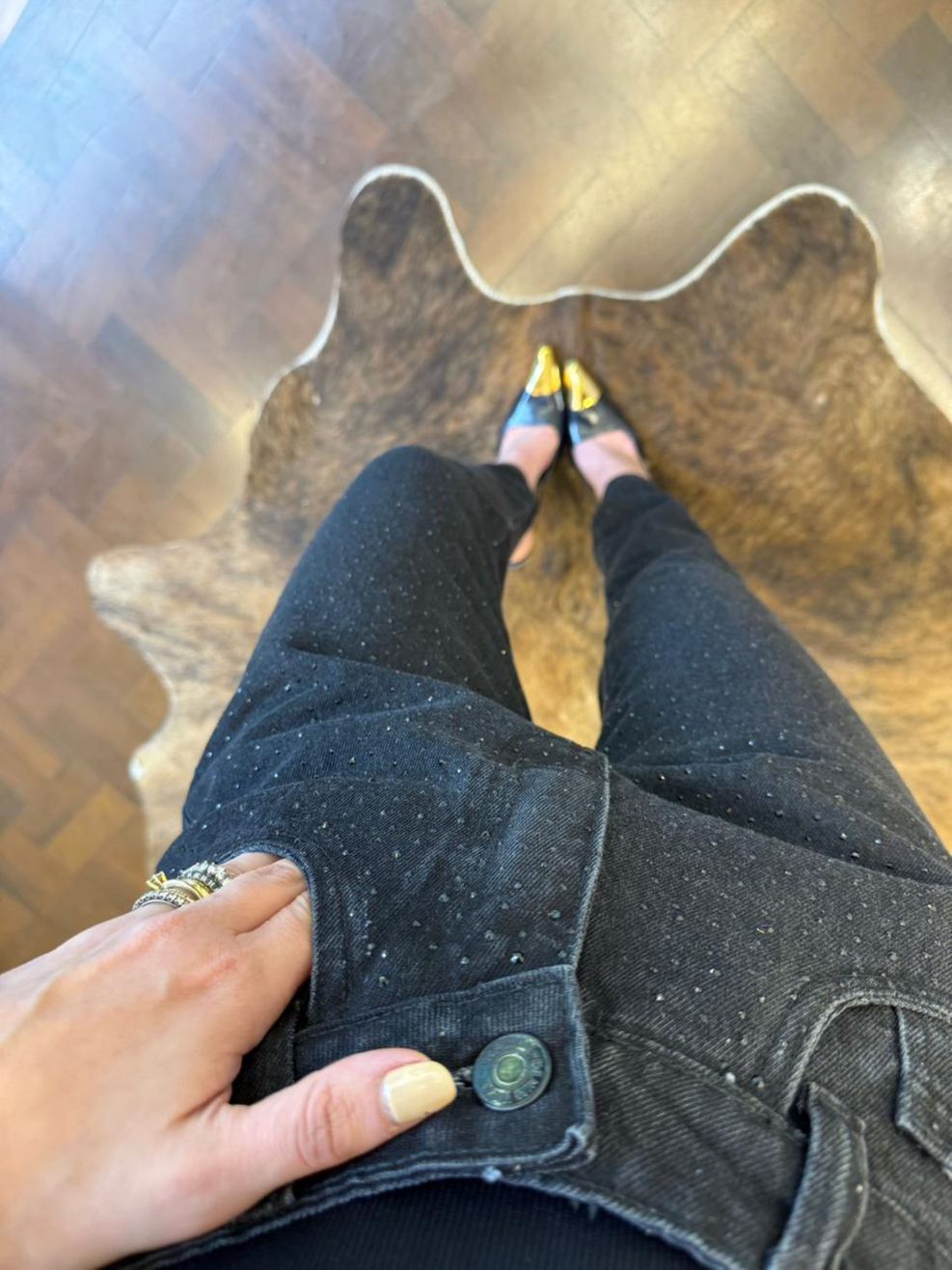 Calça Jeans Mom Black Hotfix 