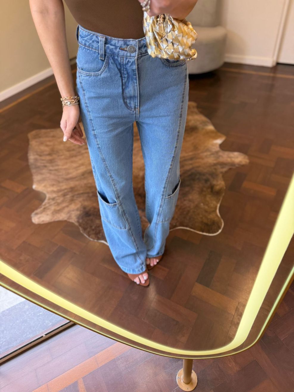 Calça Jeans Cargo Slim Fit 