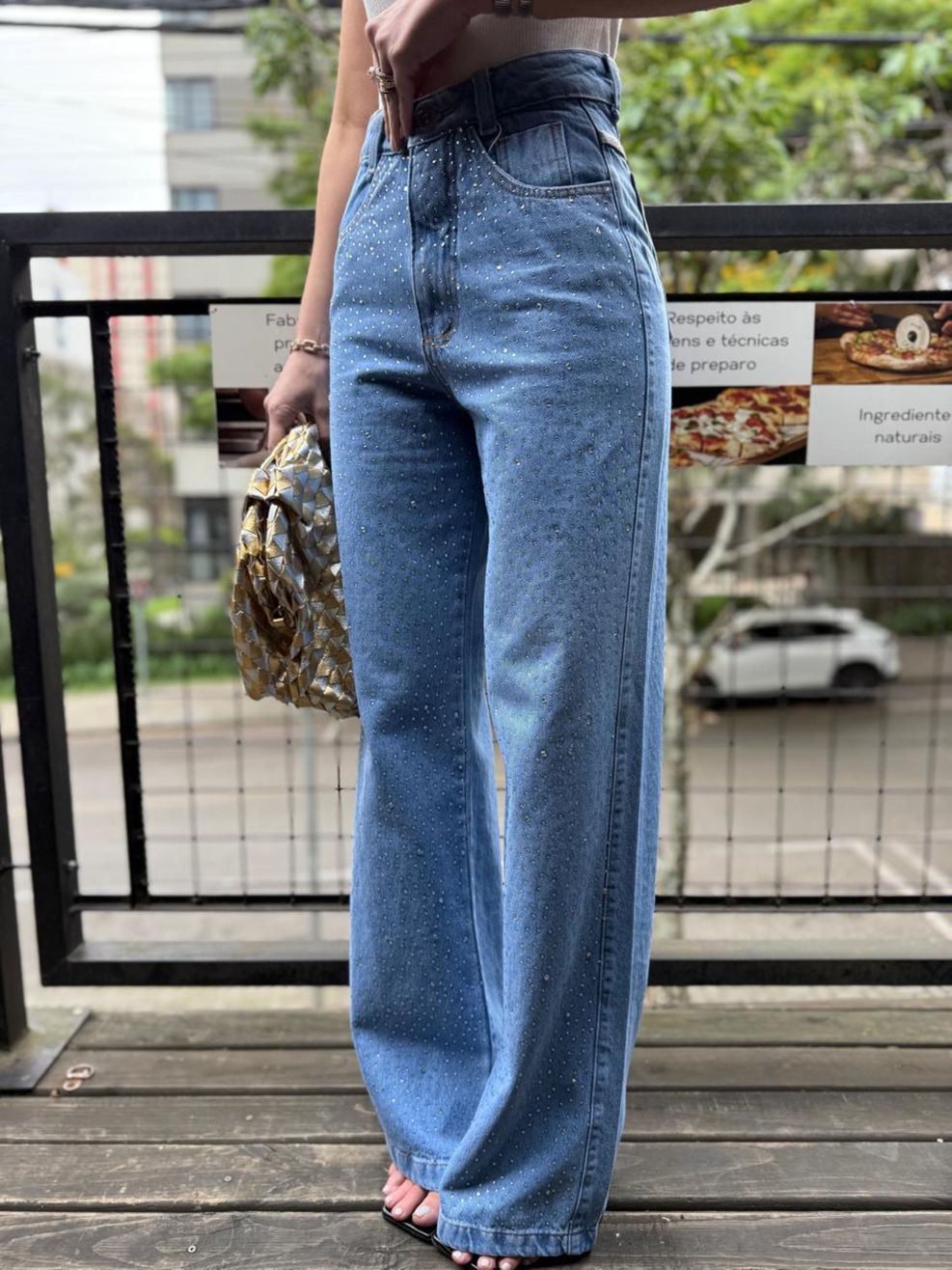 Calça Jeans Wide Hotfix 