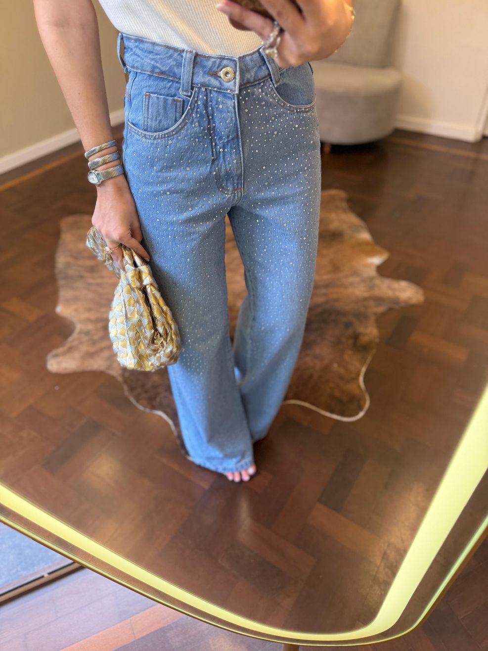 Calça Jeans Wide Hotfix 
