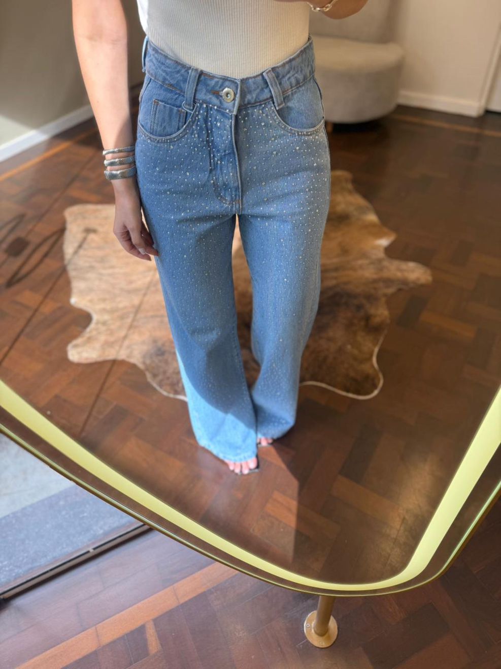 Calça Jeans Wide Hotfix 
