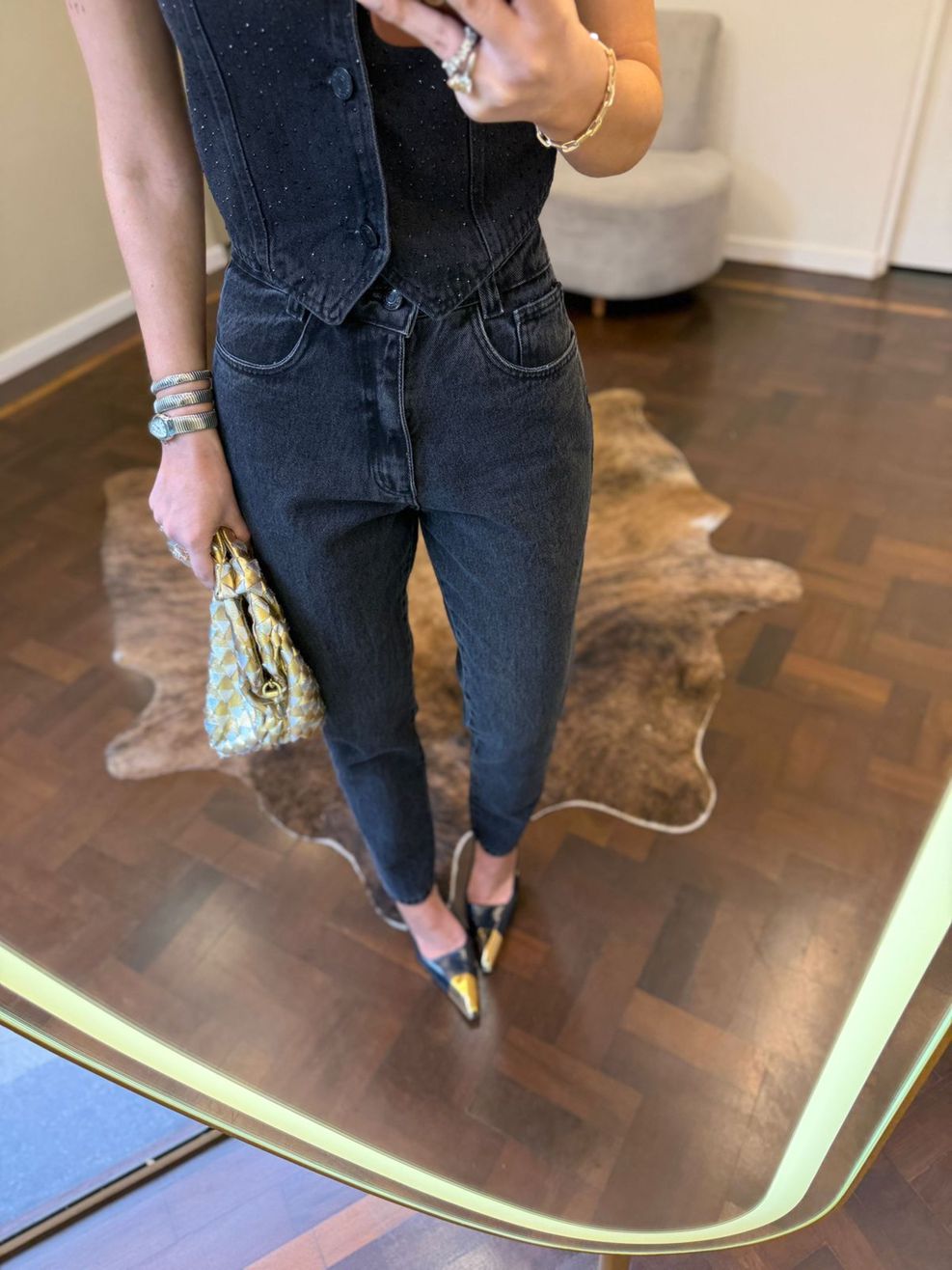 Calça Jeans Mom Black Basic 