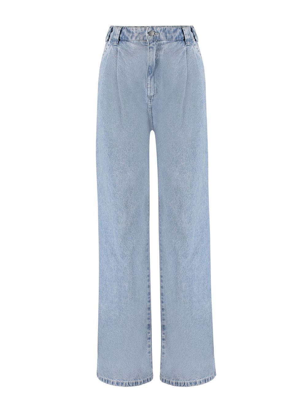 Calça Jeans Pantalona Cós Elástico Atrás - Claro Marmorizado 