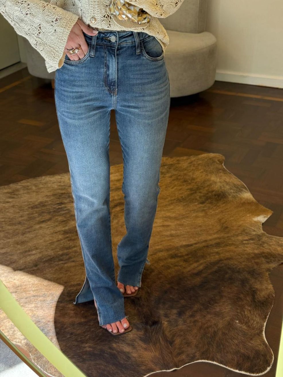 Calça Jeans Luana - Wide Comfy Barra a Fio