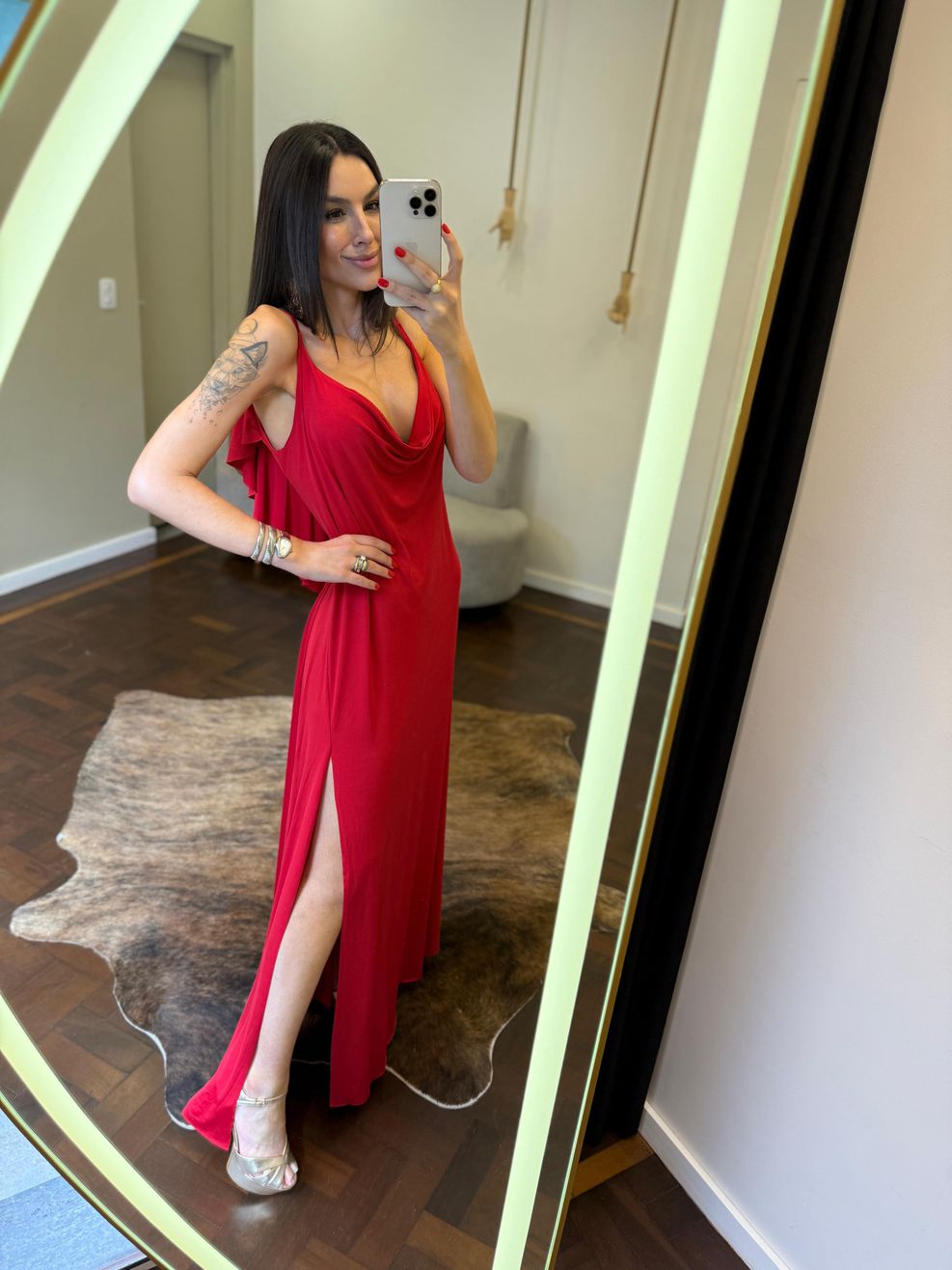 Vestido Decote V Costas Mirabela - Vermelho