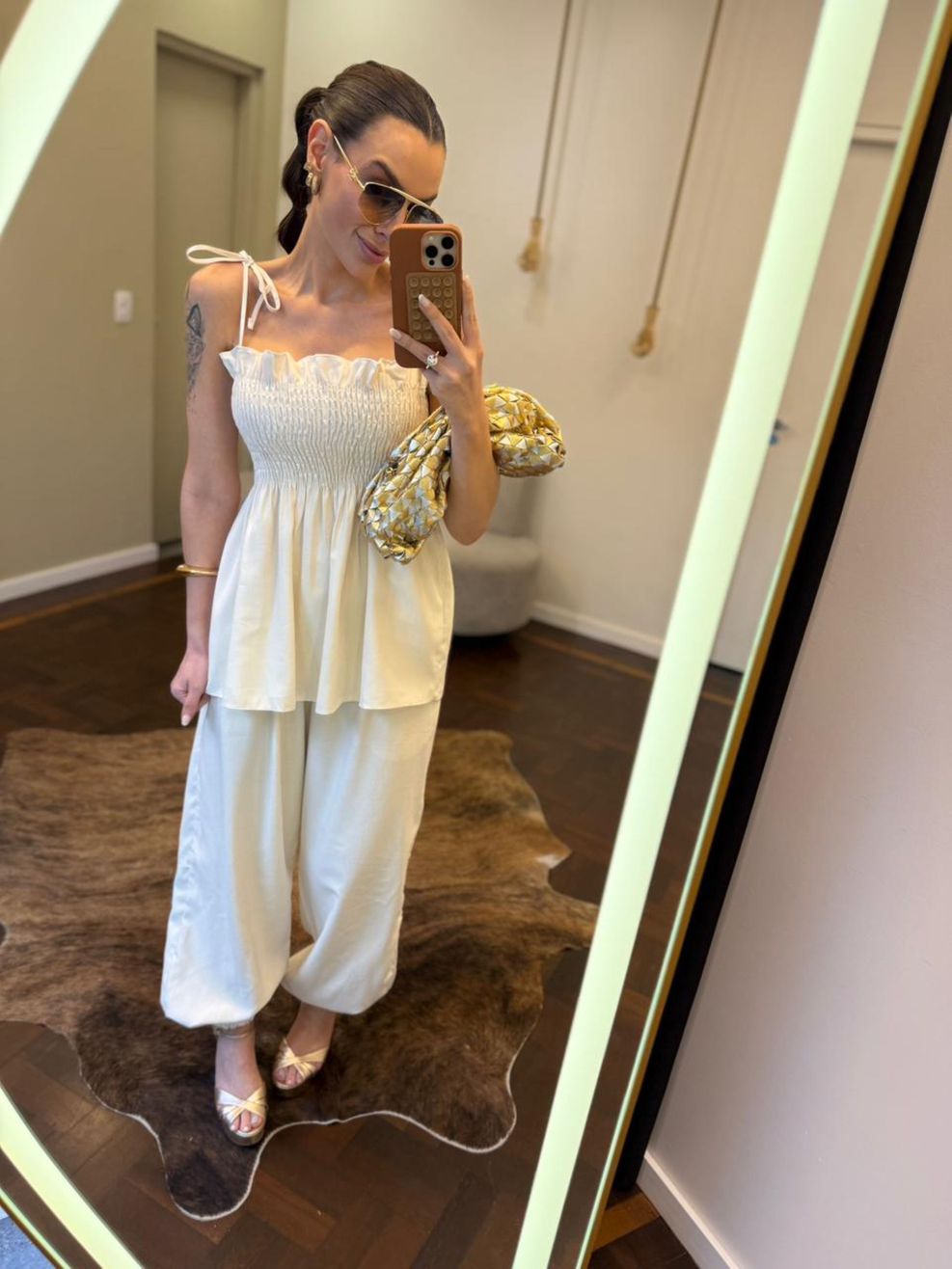 Conjunto Capri Lastex Marrant - Creme