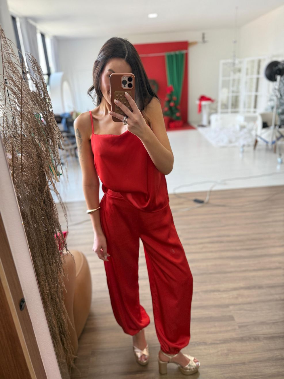 Conjunto Acetinado Betina - Vermelho