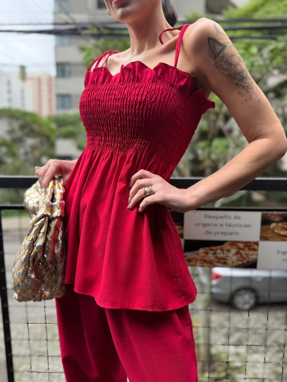 Conjunto Capri Lastex Marrant - Vermelho