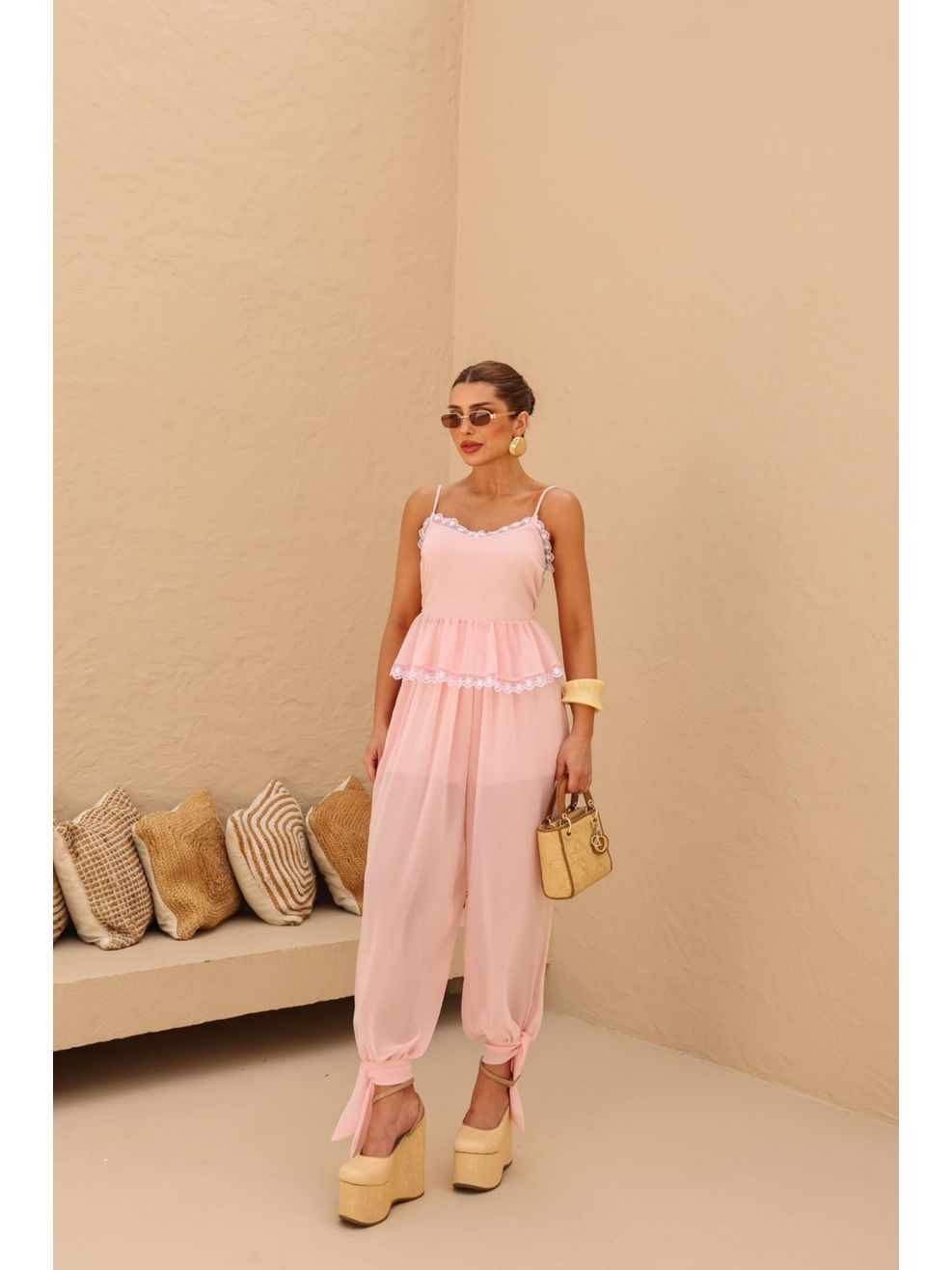 Conjunto Sophie Crepe de Seda - Rosa Bebê 
