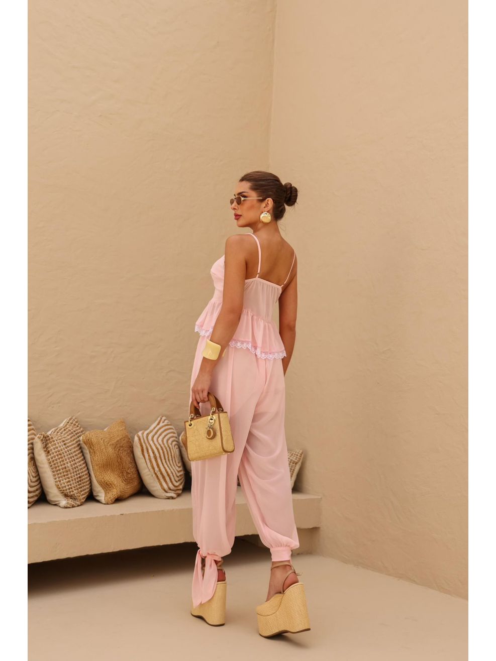 Conjunto Sophie Crepe de Seda - Rosa Bebê 