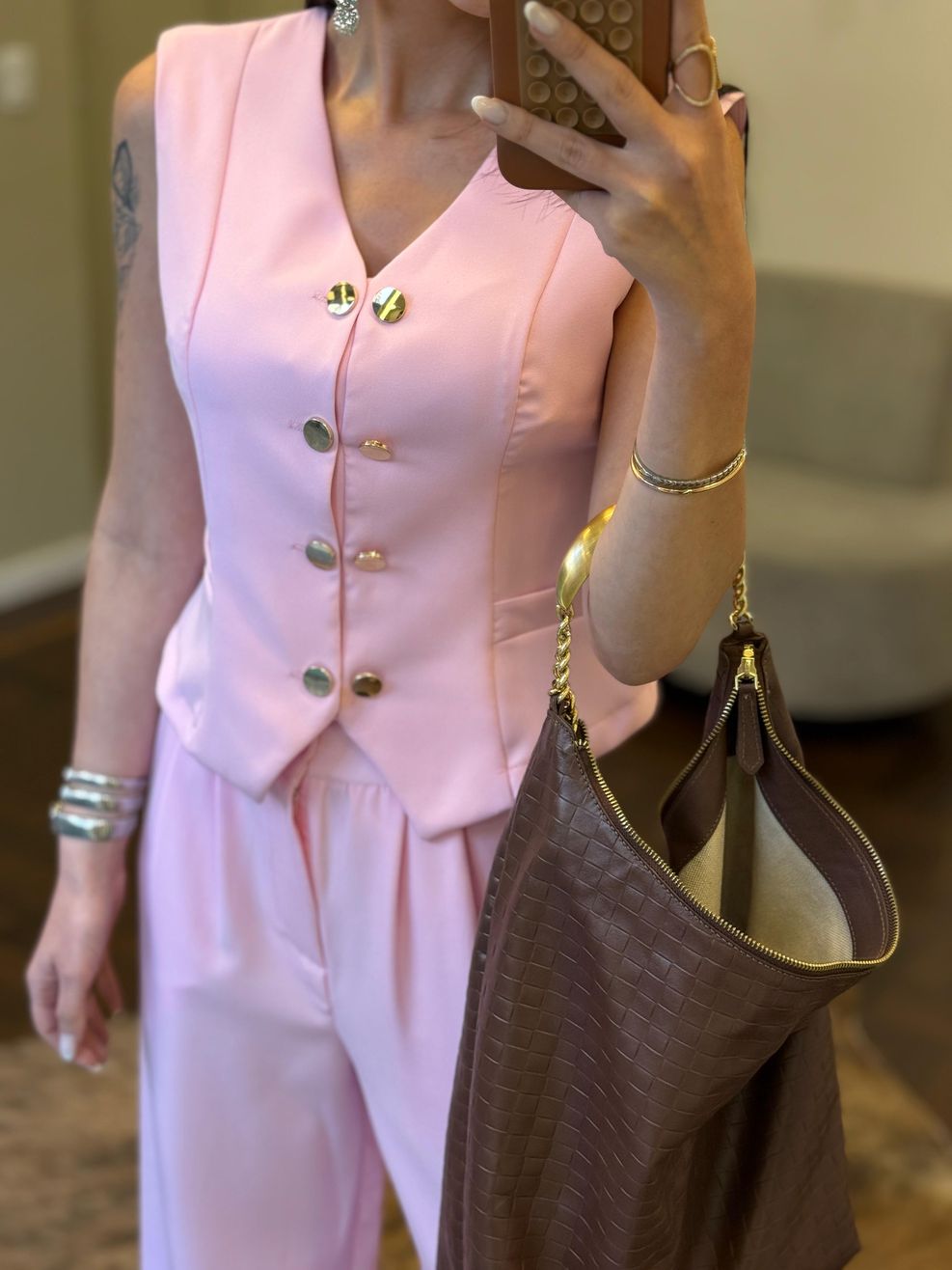 Conjunto Alfaiataria Zurique - Rosa Bebê 