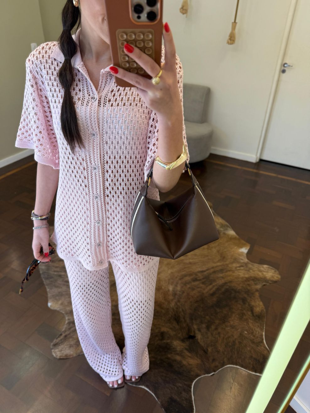 Conjunto Tricot Luísa - Rosa Bebê 