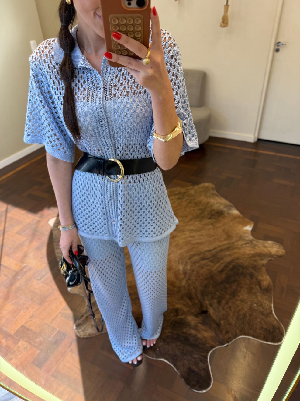 Conjunto Tricot Luísa - Azul Bebê 